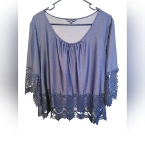 Unique Spectrum Blue Lace Women's Blouse